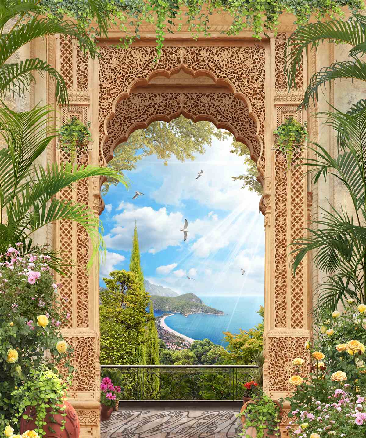 Papier peint arc gracieux et ajouré