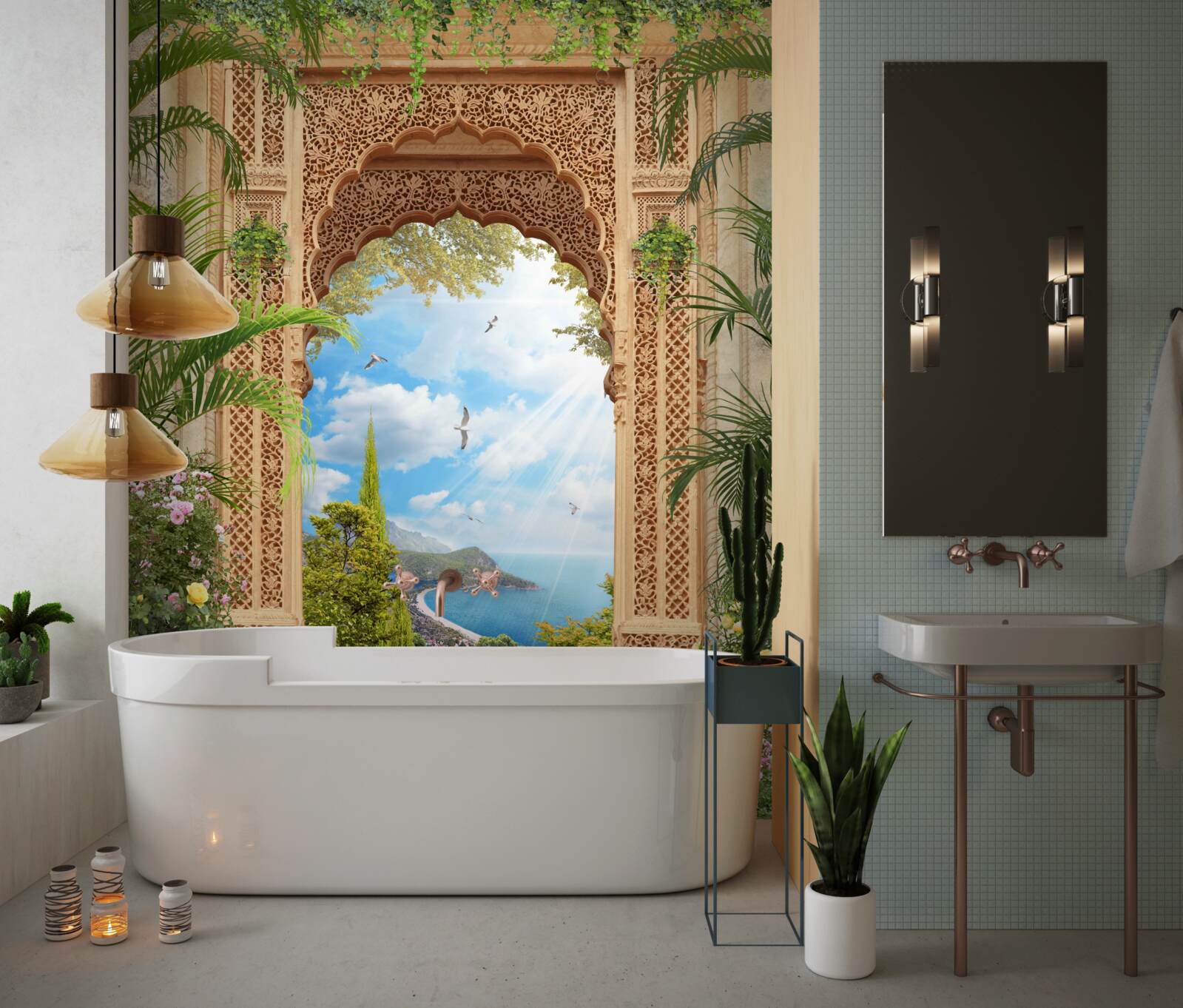 Papier peint arc gracieux et ajouré