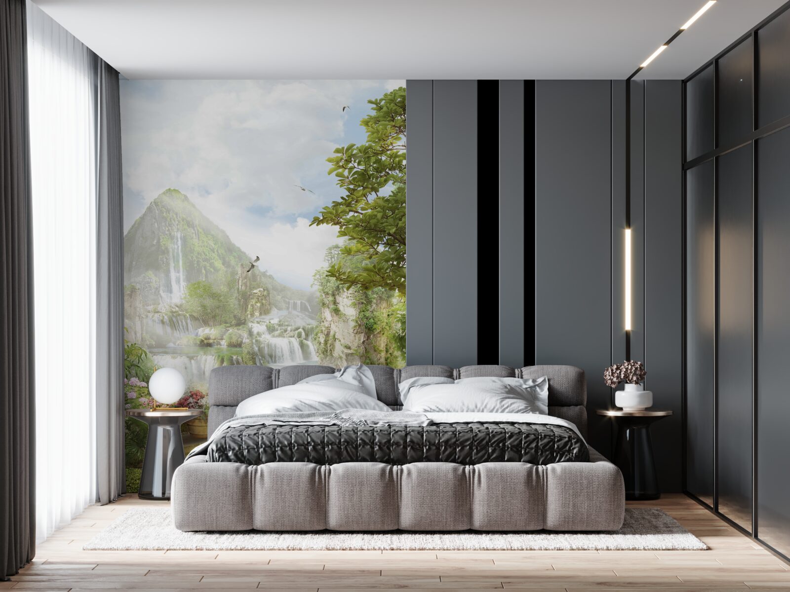 Papier peint belle vue sur les montagnes