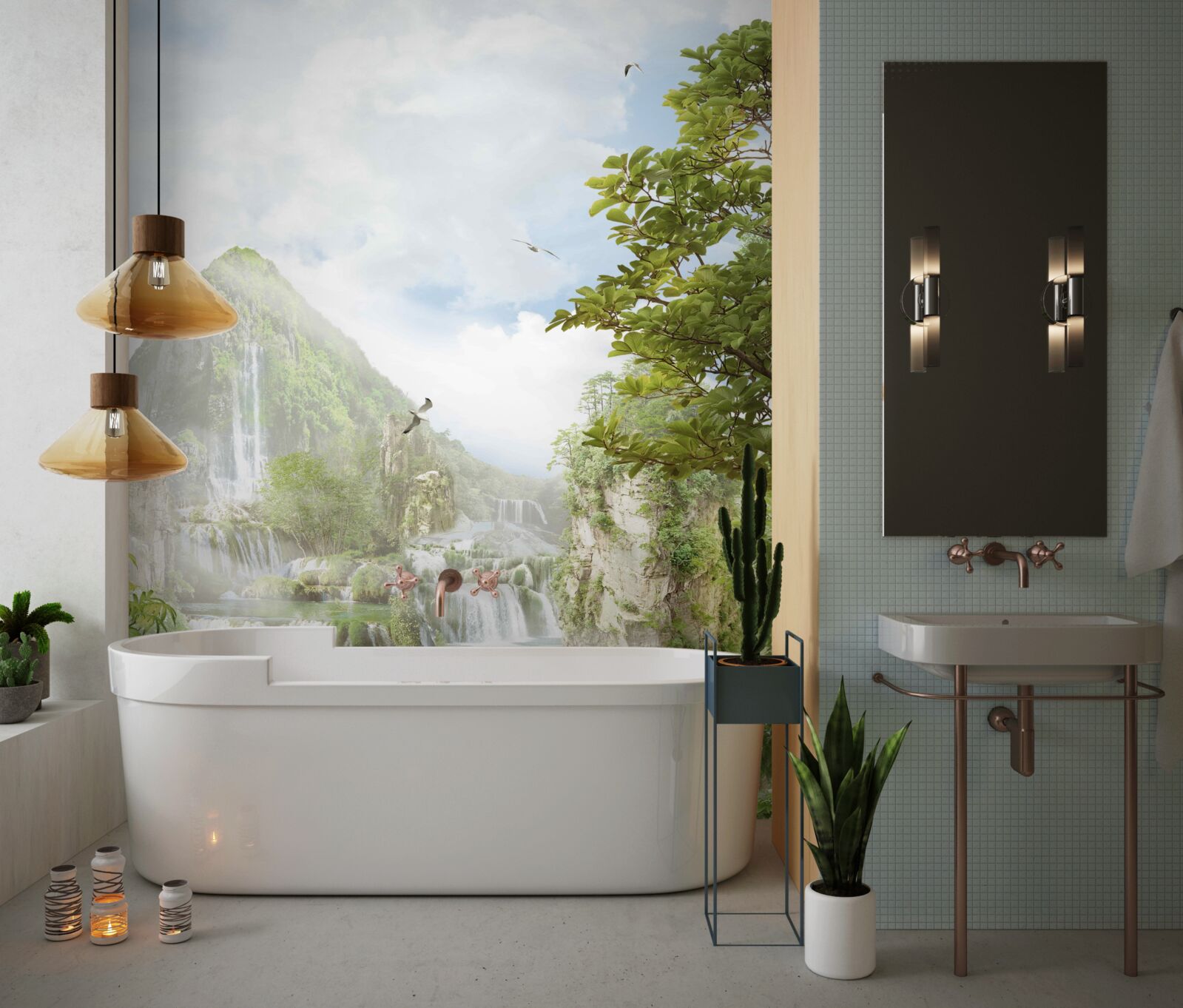 Papier peint belle vue sur les montagnes