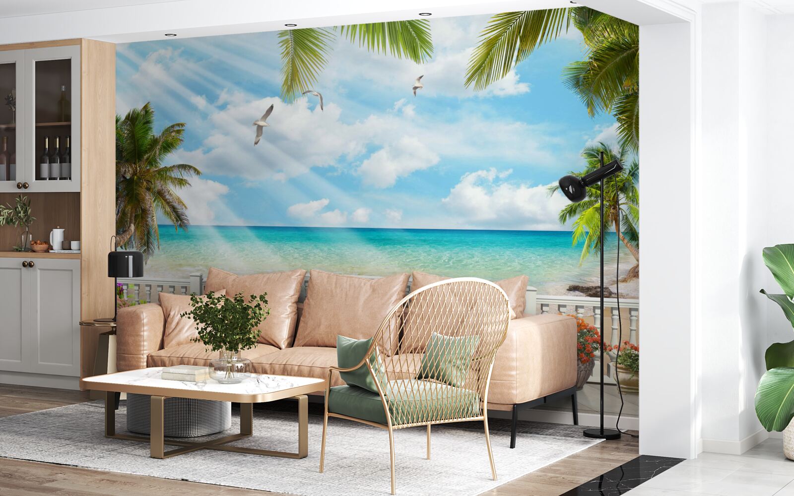 Papier peint loggia avec vue sur l'océan