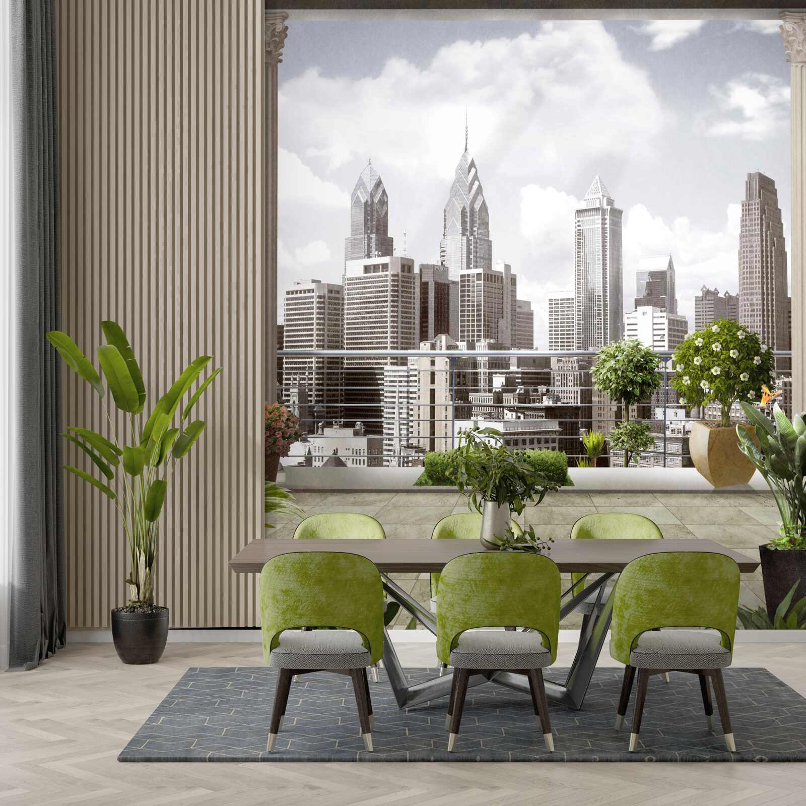 Papier peint le paysage des gratte-ciel urbains