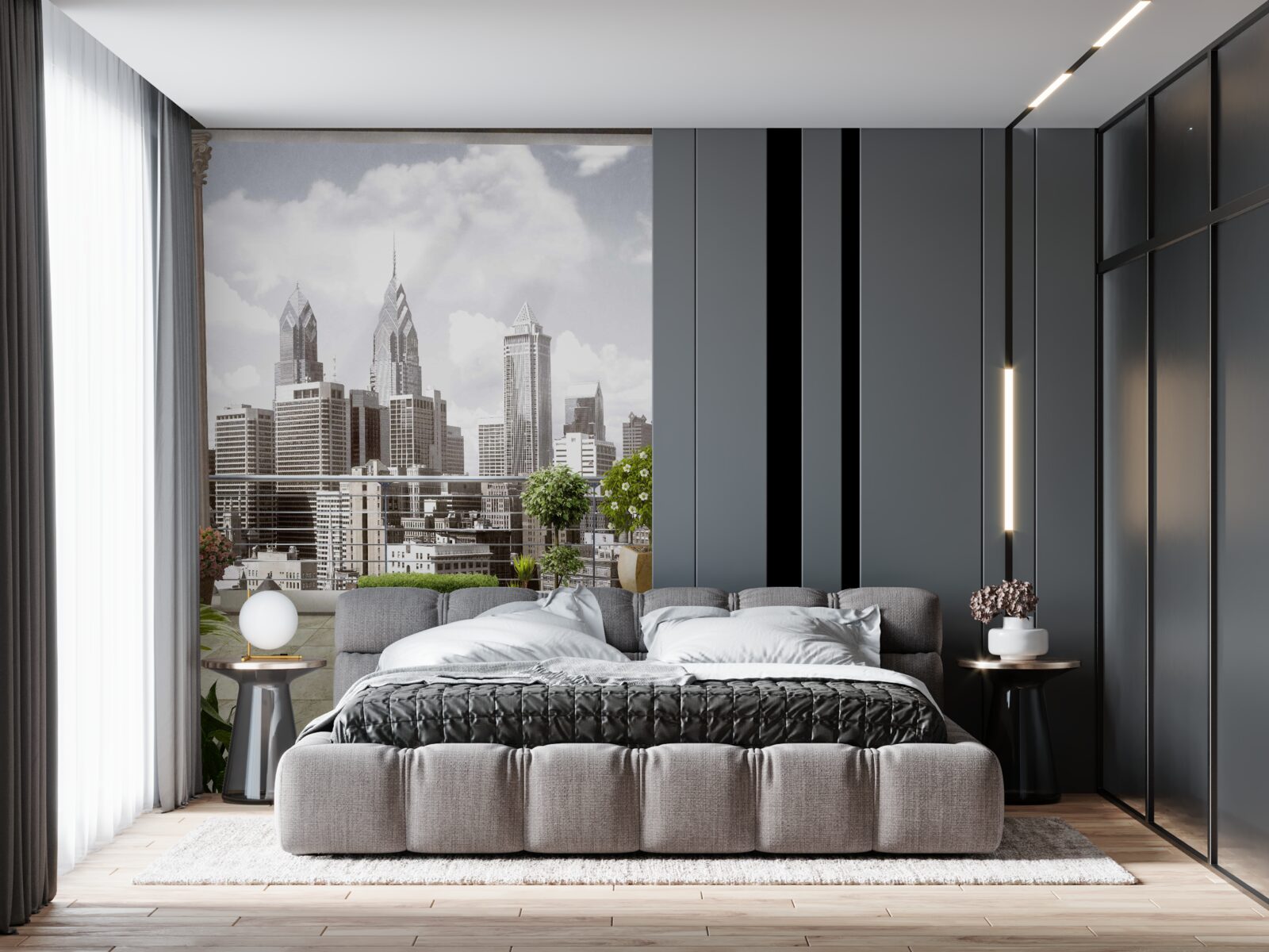 Papier peint le paysage des gratte-ciel urbains