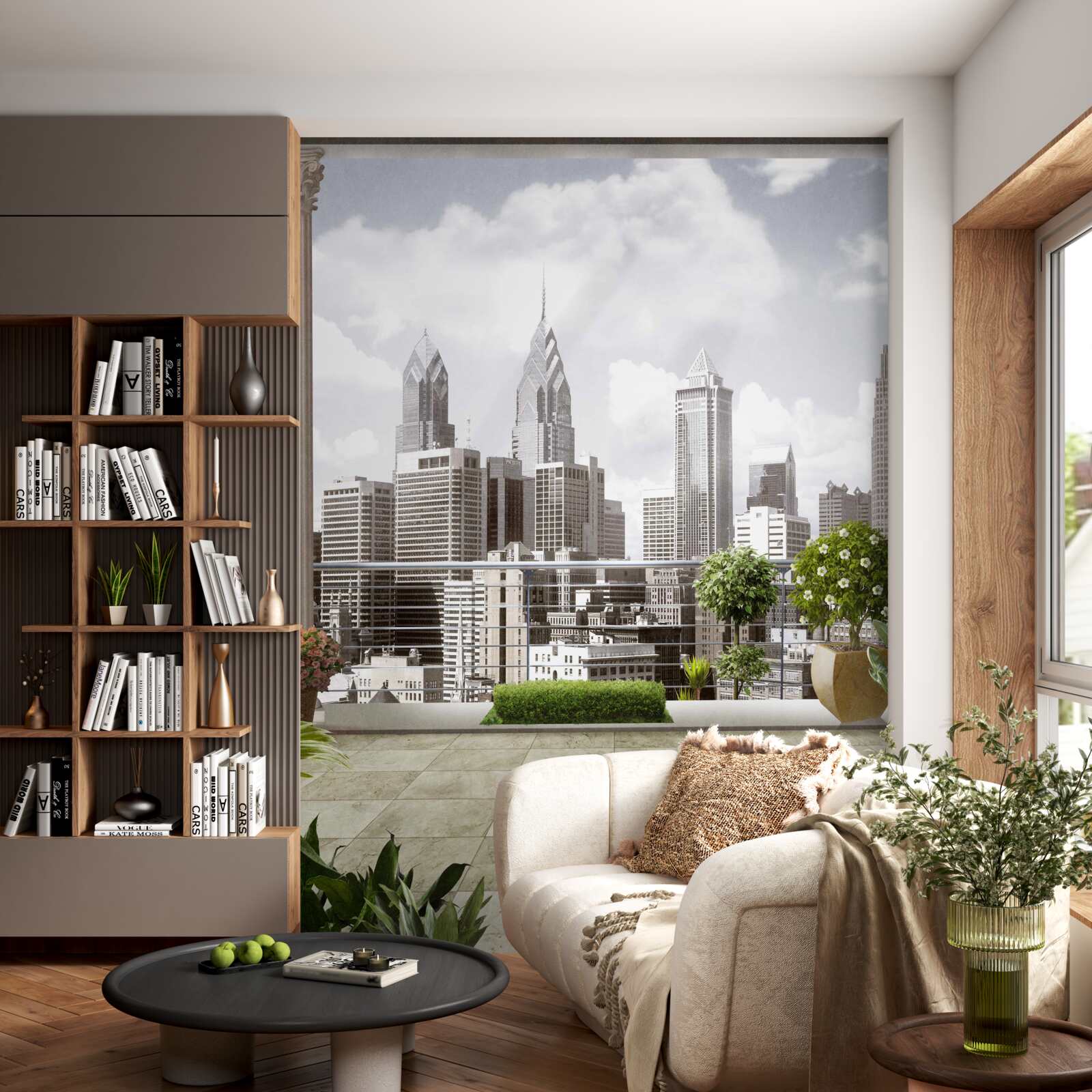 Papier peint le paysage des gratte-ciel urbains