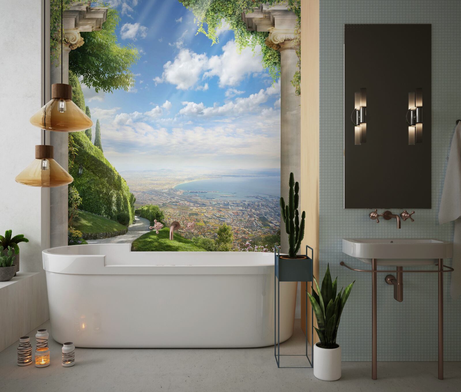 Papier peint paysage avec vue sur le port