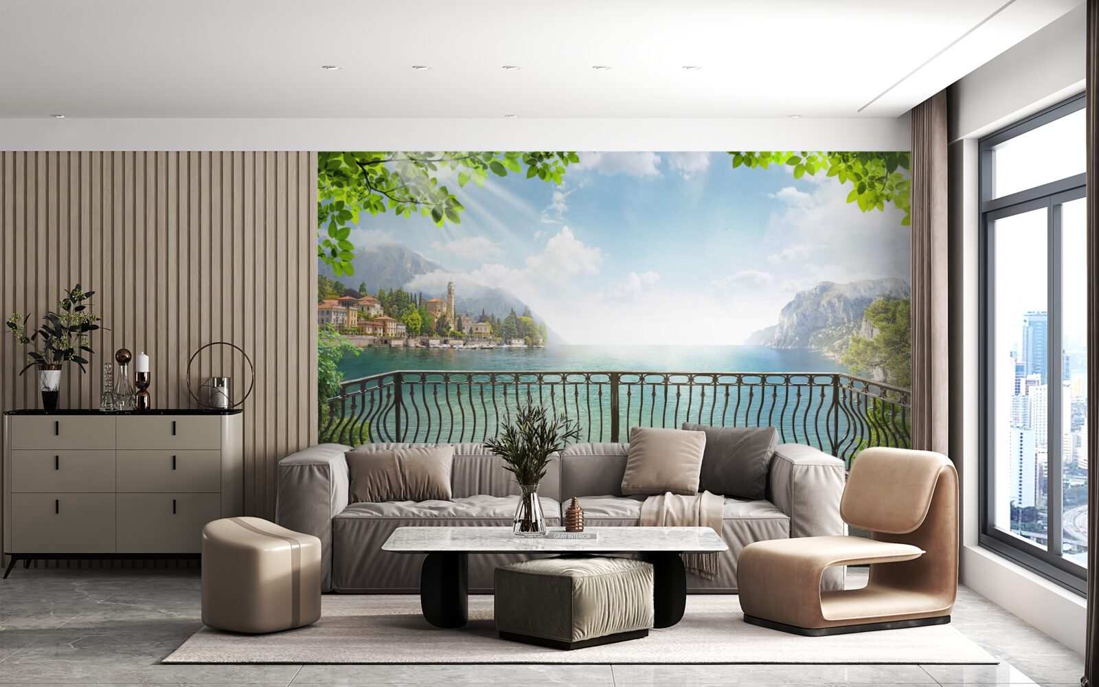 Papier peint panorama depuis la terrasse ouverte