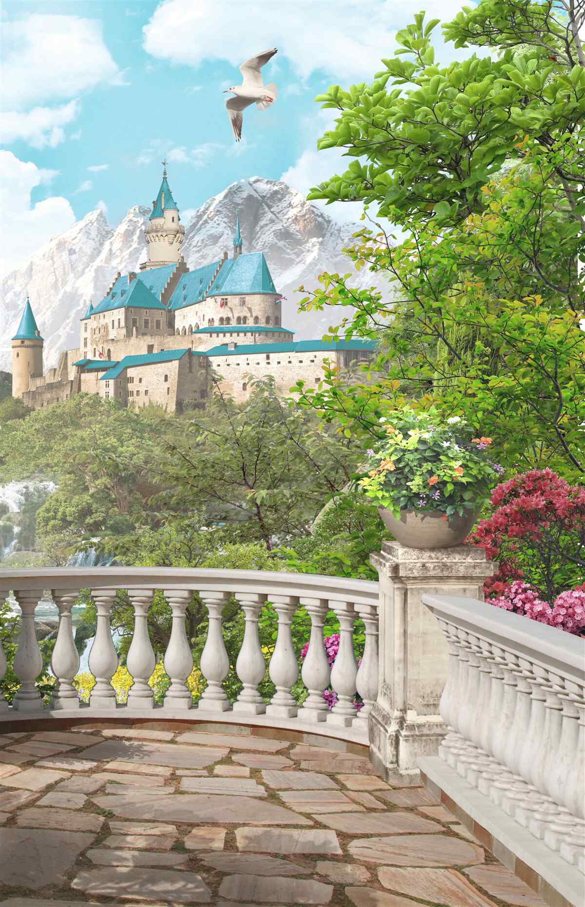 Papier peint loggia avec vue sur la forteresse