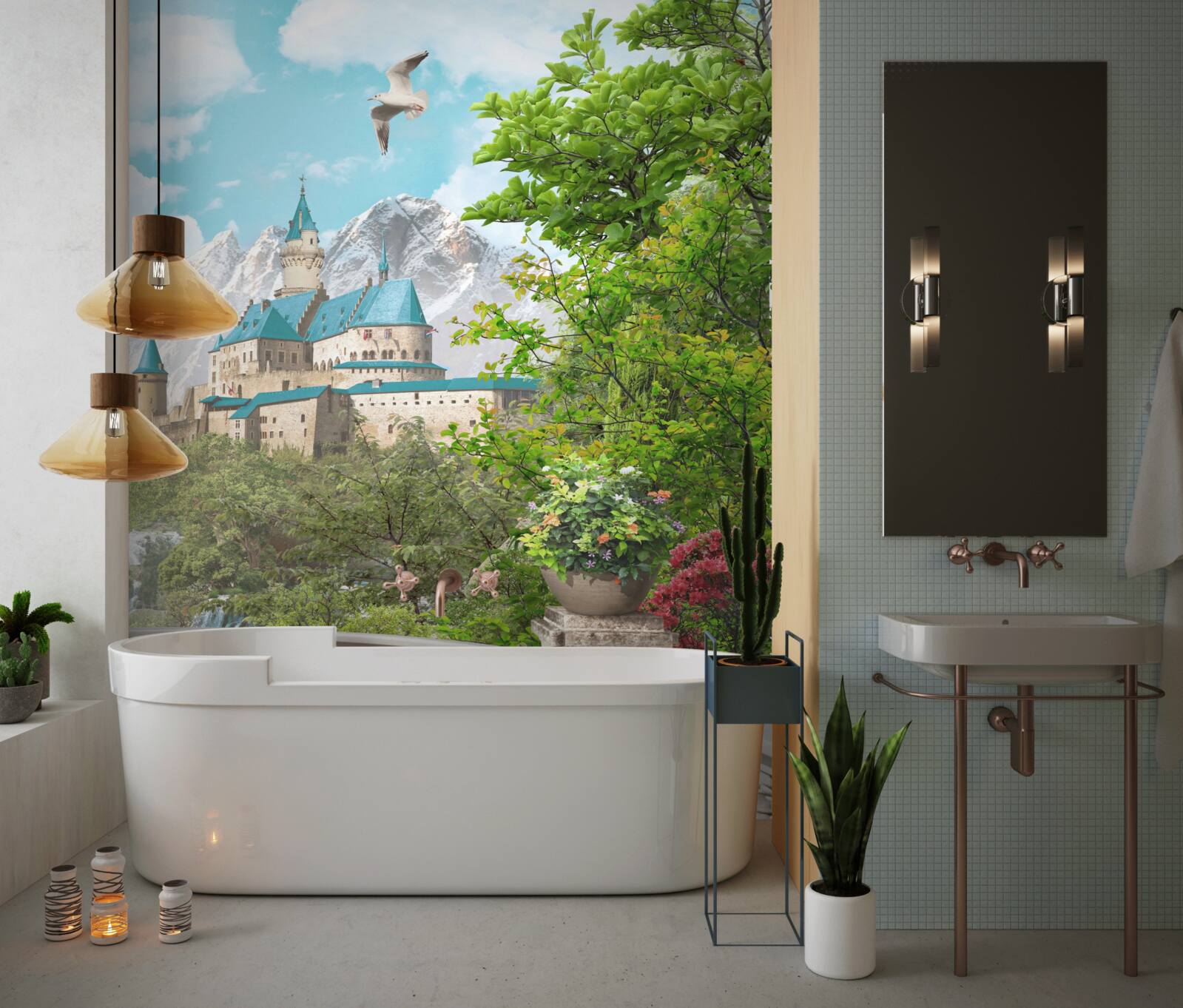 Papier peint loggia avec vue sur la forteresse