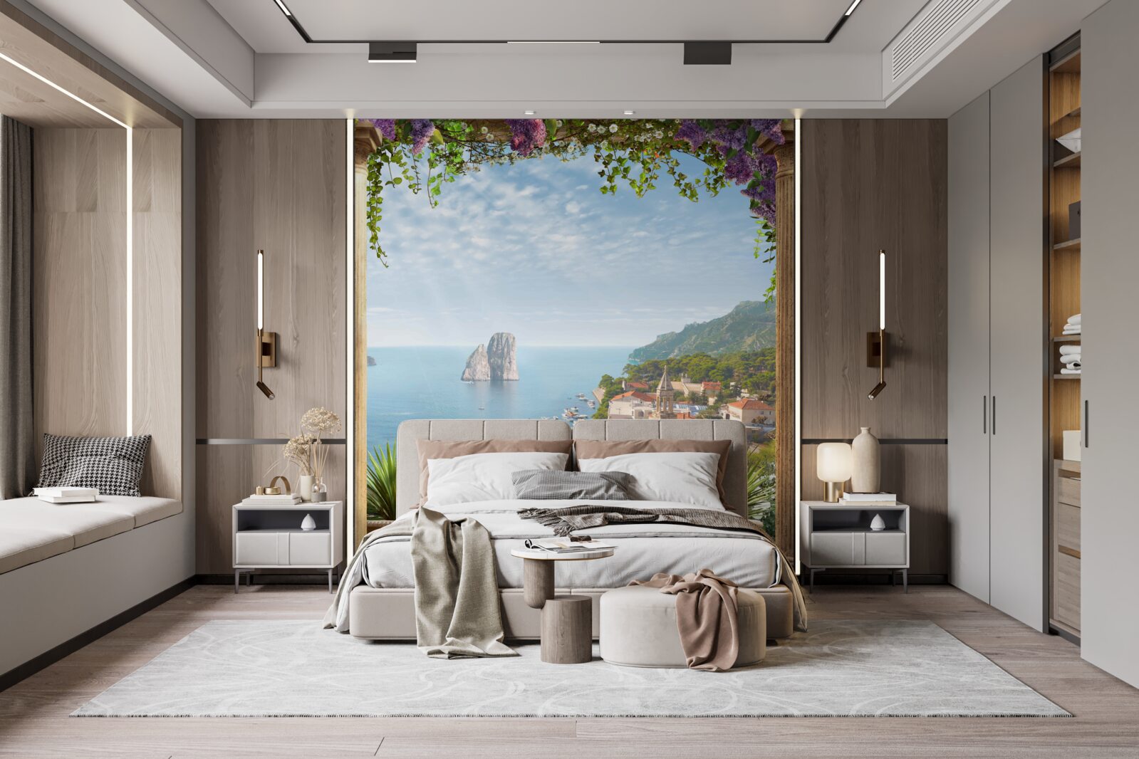 Papier peint panorama de la ville historique et de la mer