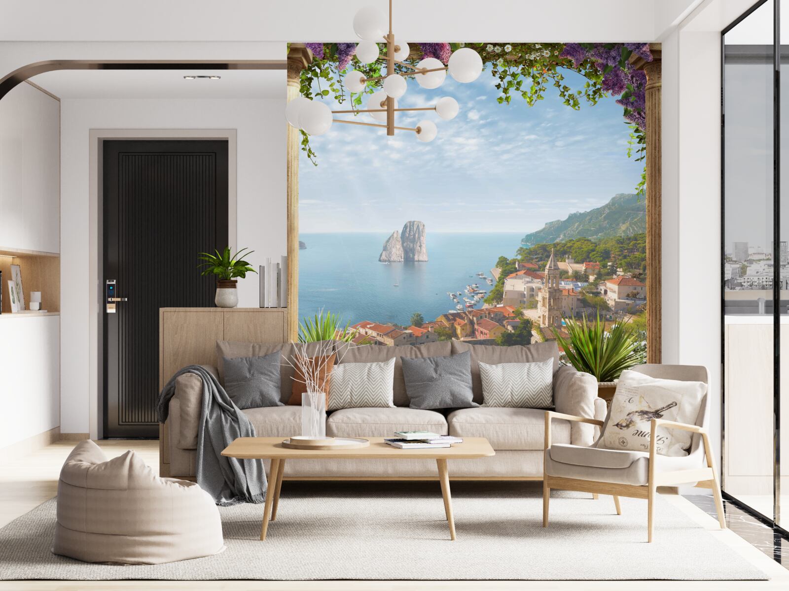 Papier peint panorama de la ville historique et de la mer