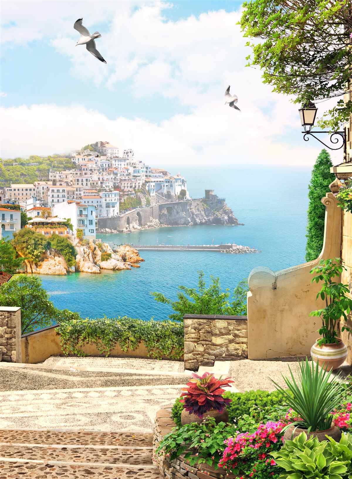 Papier peint maisons au bord de la mer