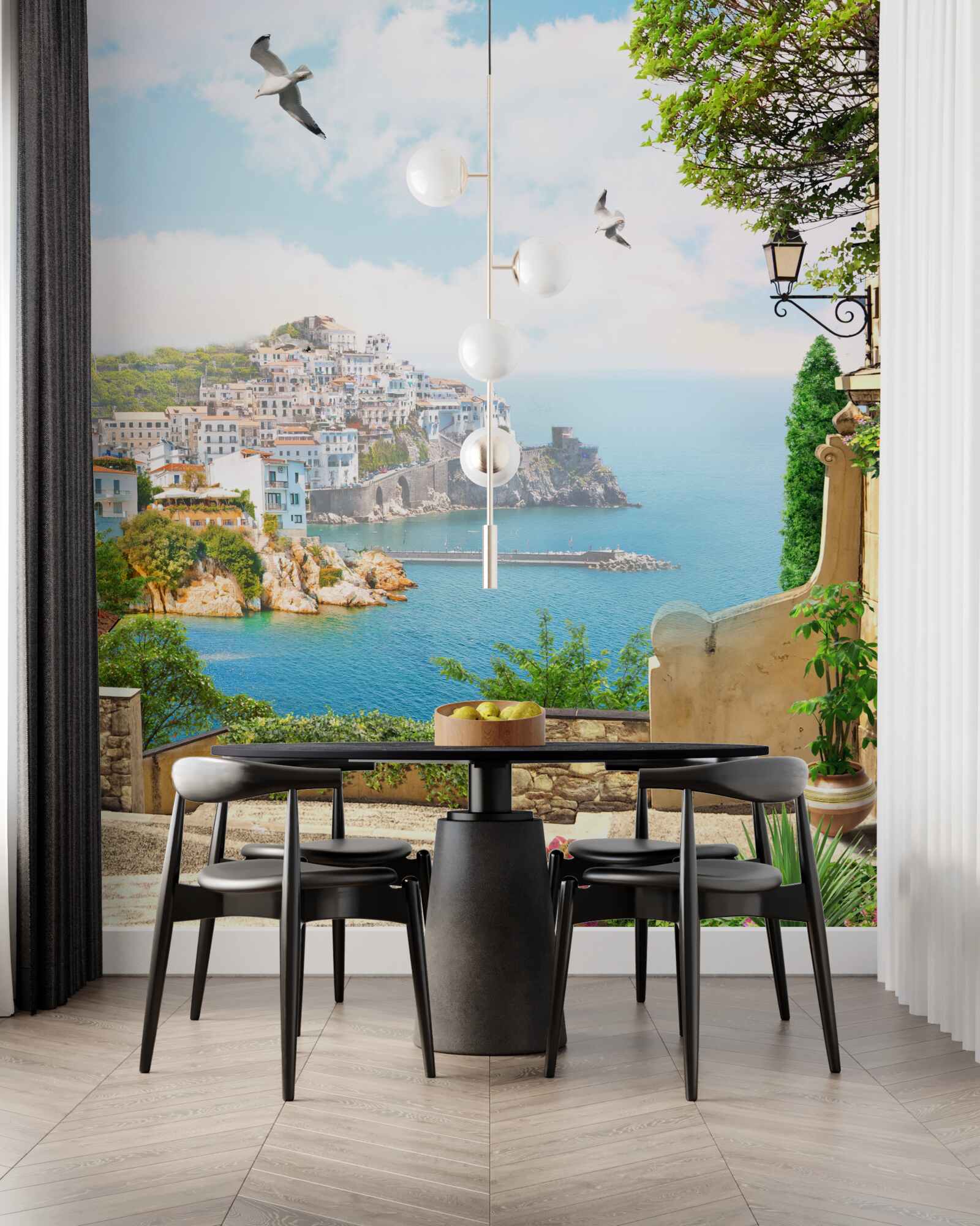 Papier peint maisons au bord de la mer