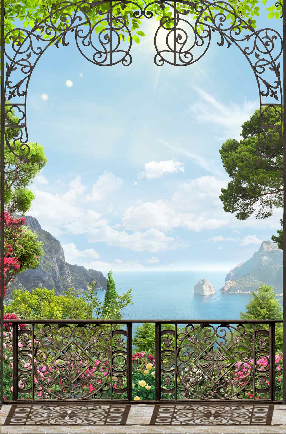 Papier peint magnifique paysage avec la mer et les rochers