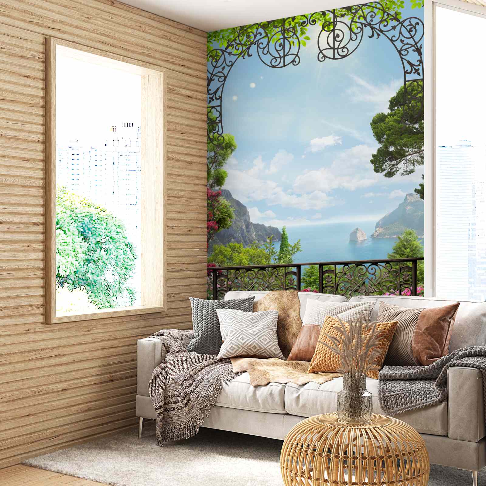 Papier peint magnifique paysage avec la mer et les rochers