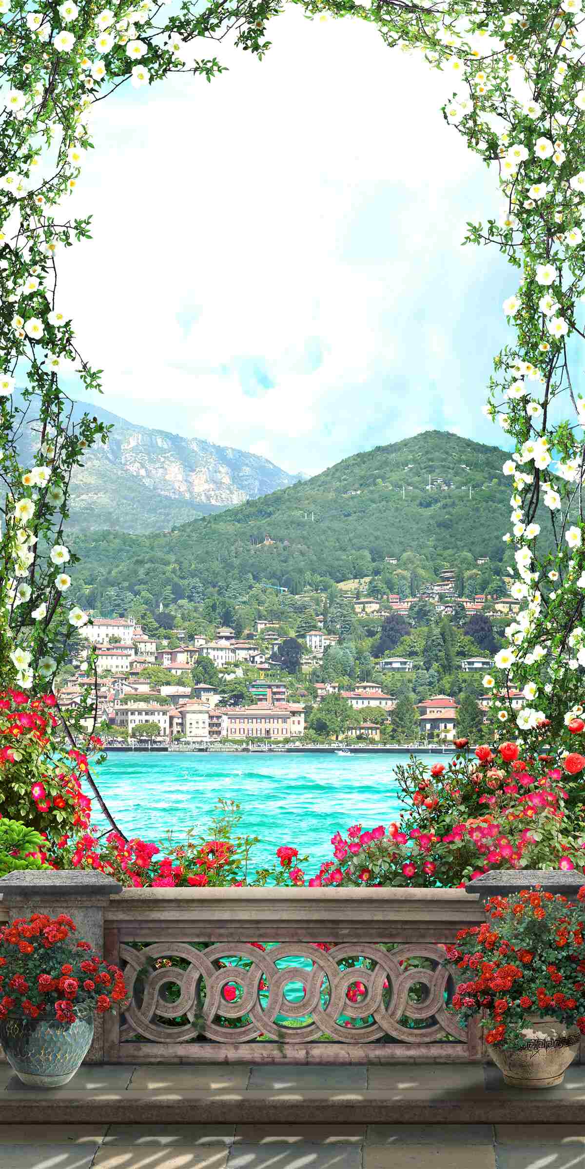 Papier peint panorama d'une ville animée