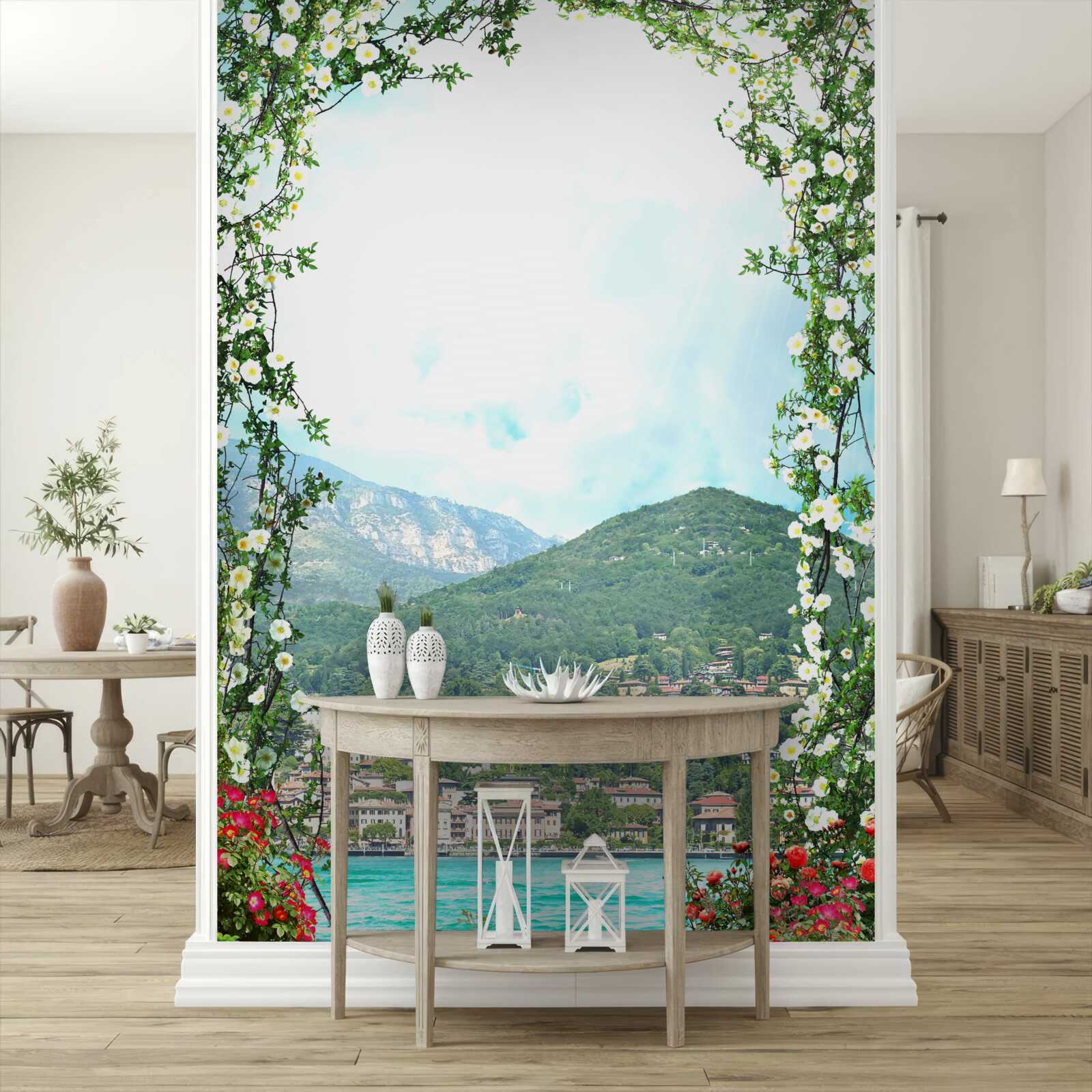 Papier peint panorama d'une ville animée