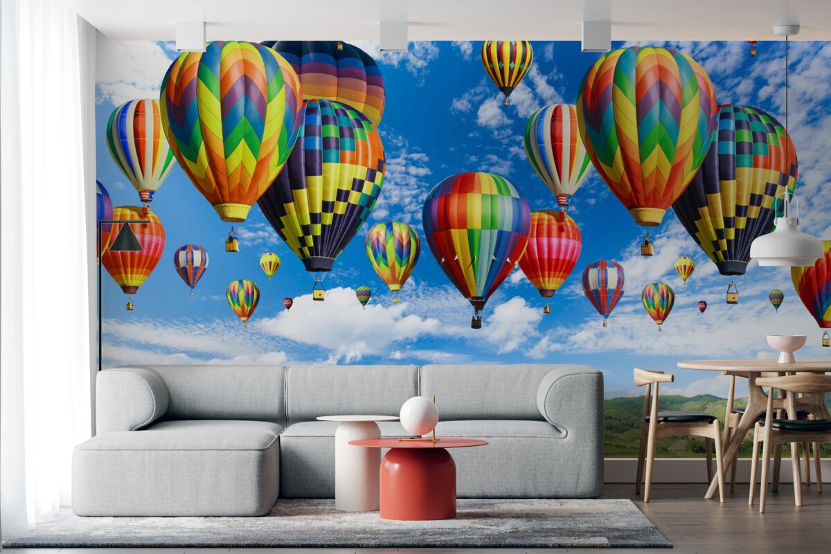 Papier peint procession de ballons de toutes les couleurs