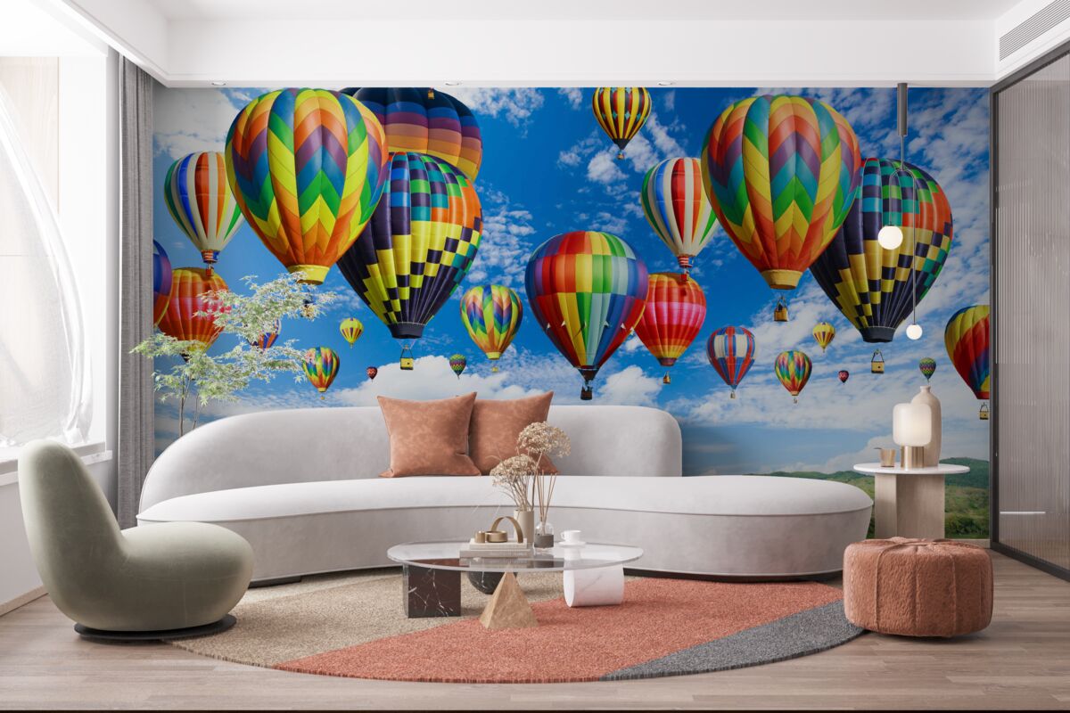 Papier peint procession de ballons de toutes les couleurs