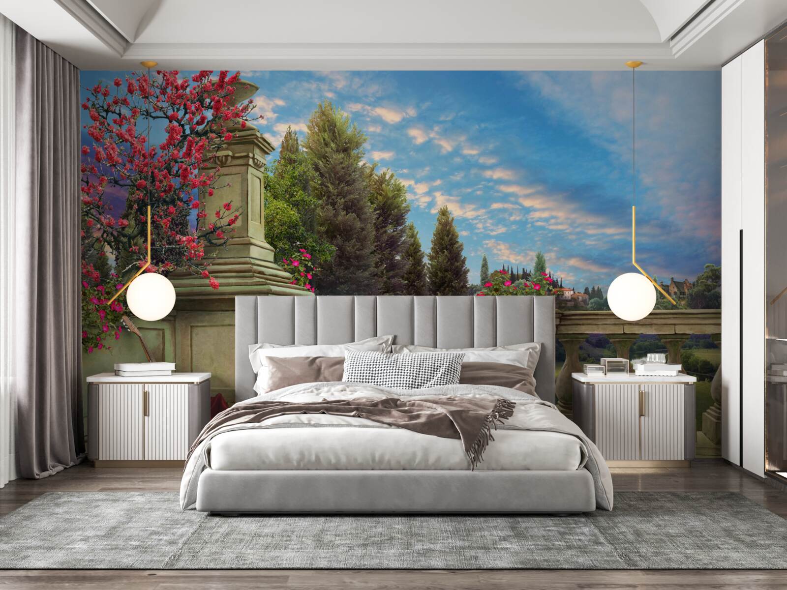 Papier peint instrument de musique abandonné et tissu écarlate