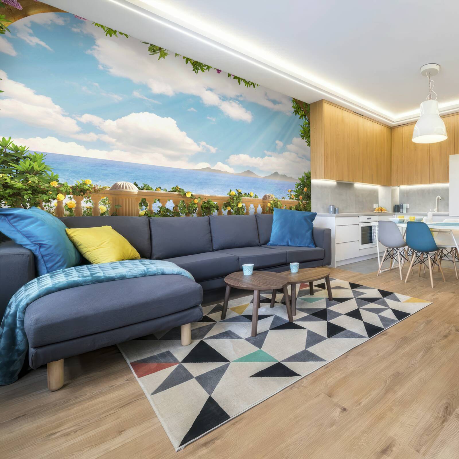 Papier peint panorama de la mer et du ciel nuageux