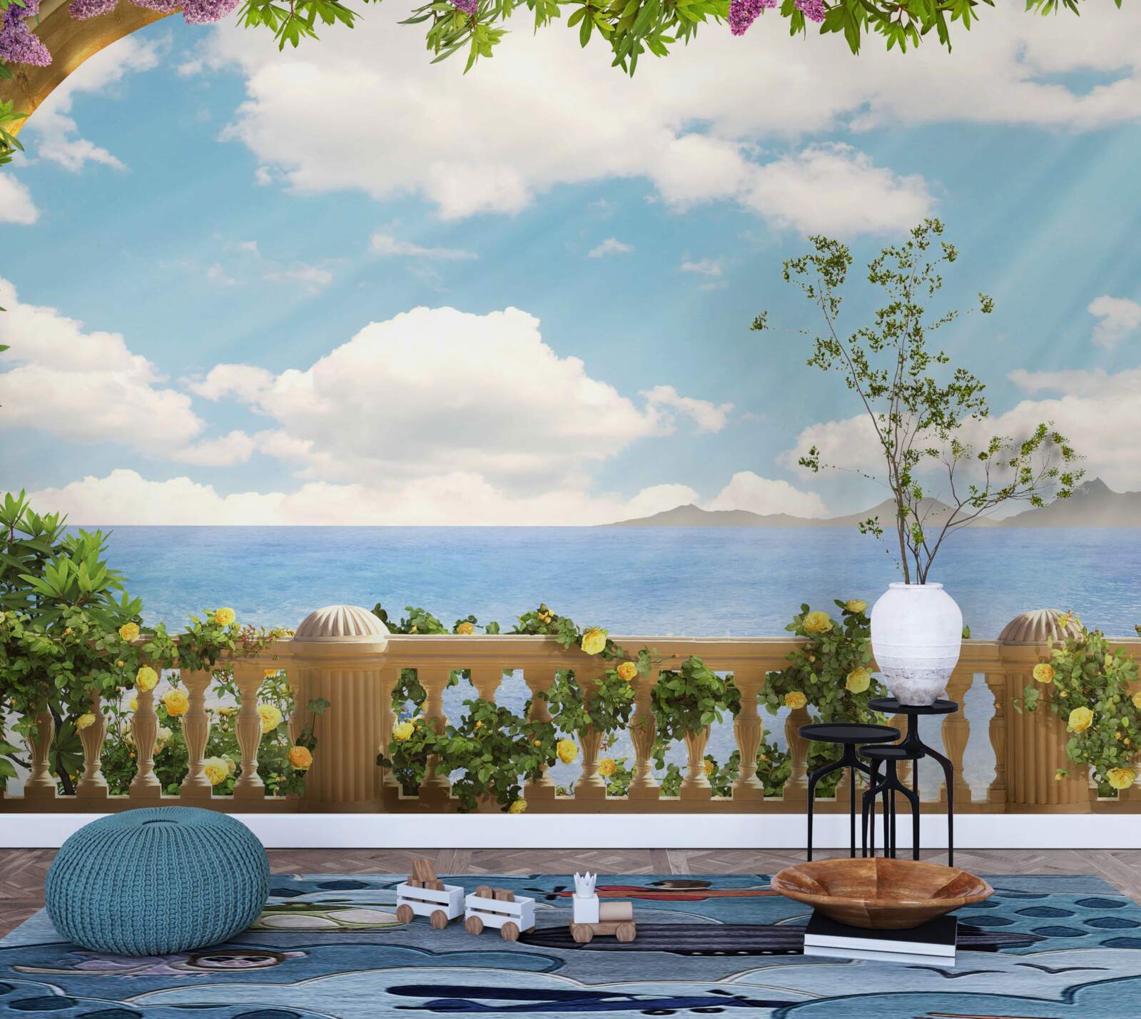 Papier peint panorama de la mer et du ciel nuageux