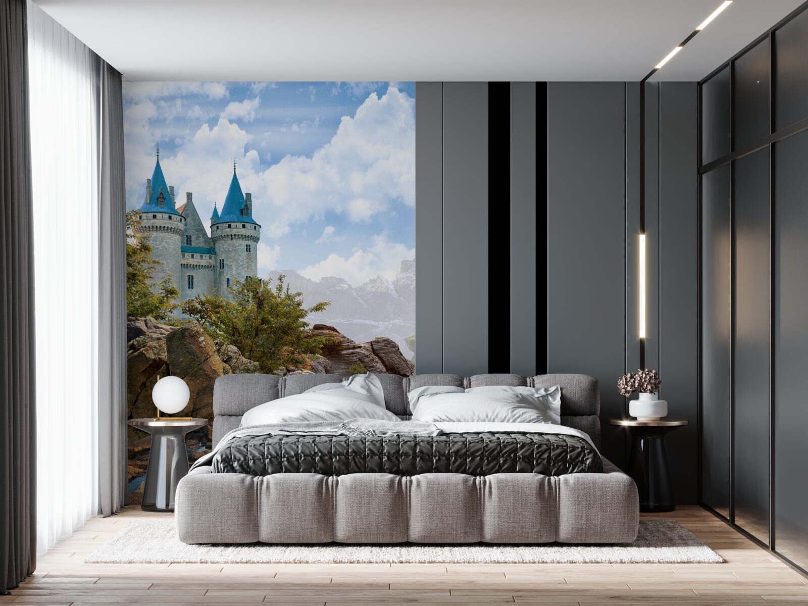 Papier peint un château de conte de fées taillé dans la roche