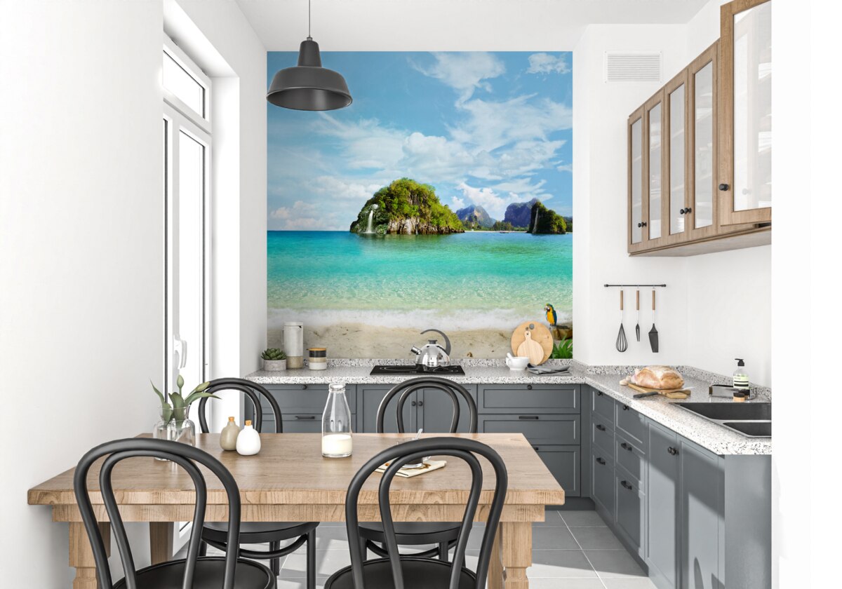 Papier peint beau paysage depuis la mer