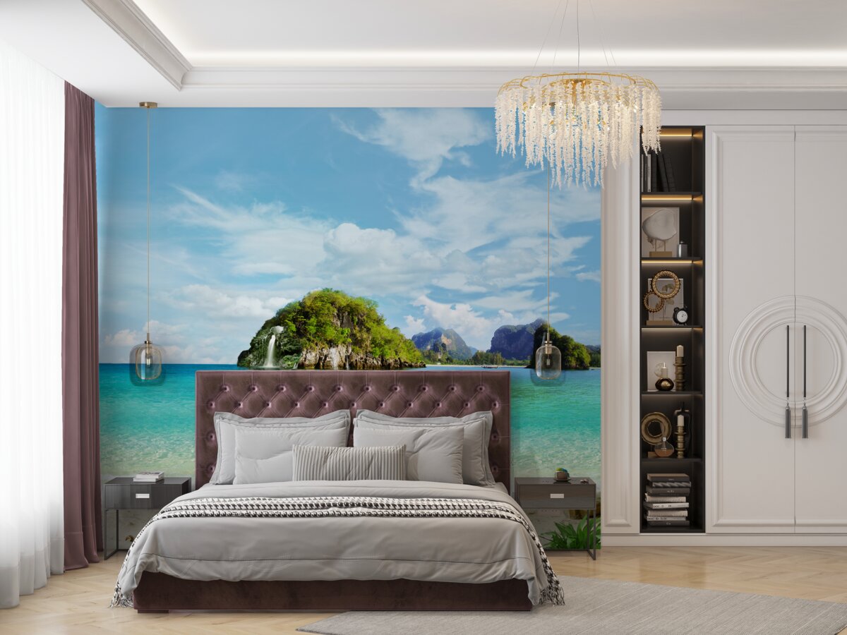 Papier peint beau paysage depuis la mer