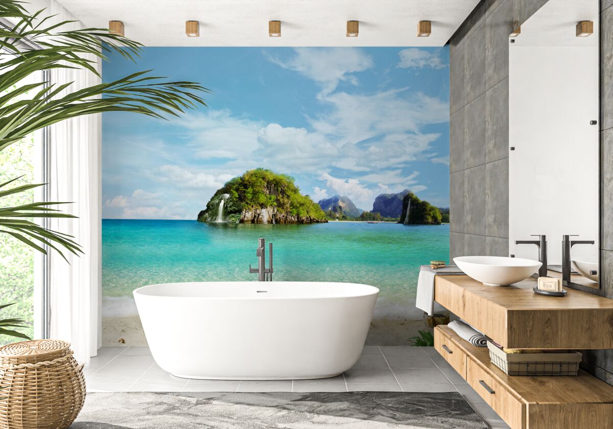 Papier peint beau paysage depuis la mer