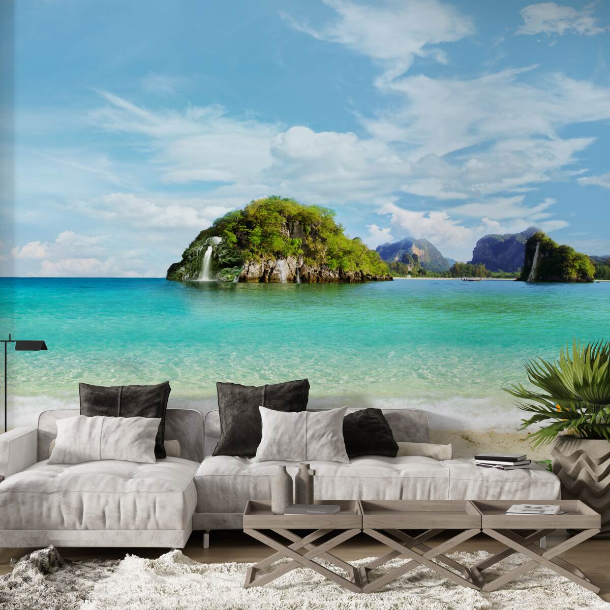 Papier peint beau paysage depuis la mer