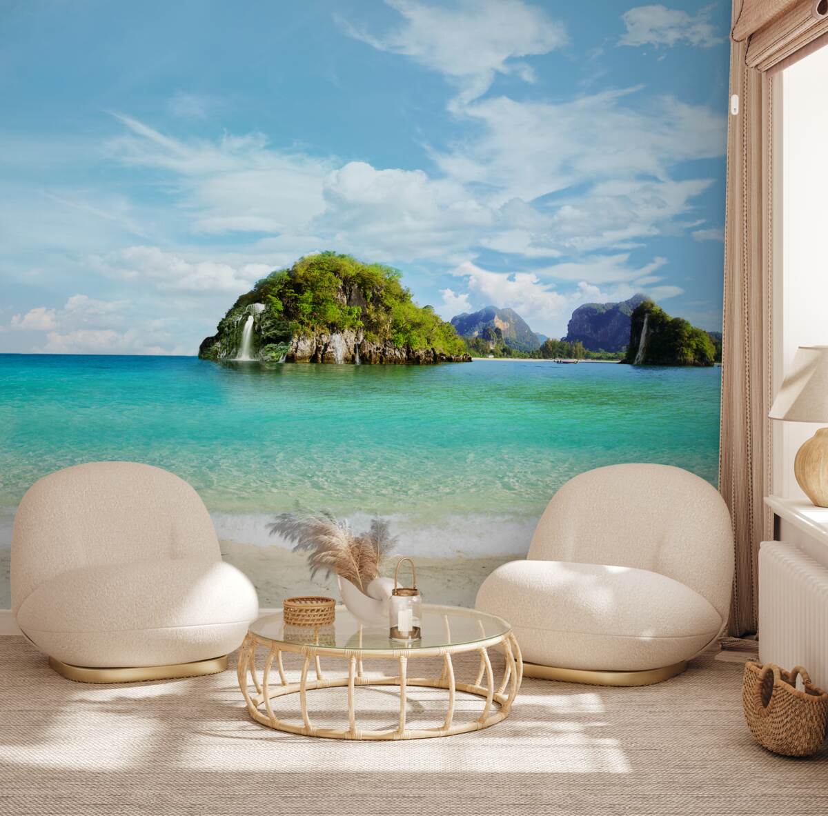 Papier peint beau paysage depuis la mer