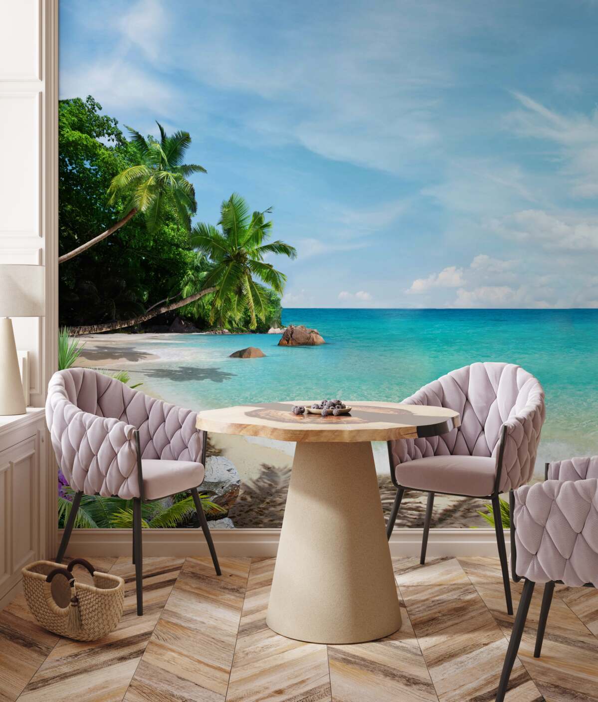 Papier peint plage avec sable et surface de la mer