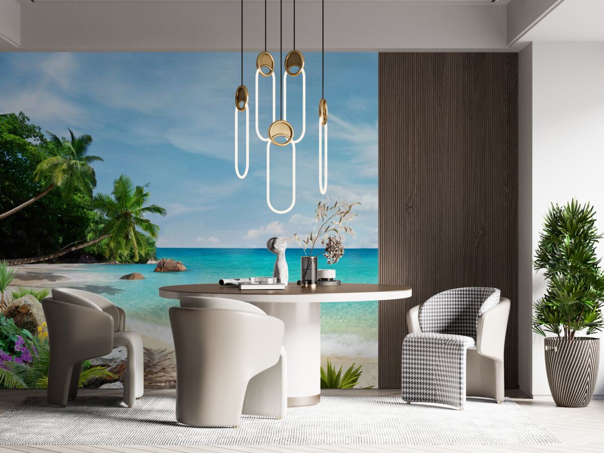 Papier peint plage avec sable et surface de la mer