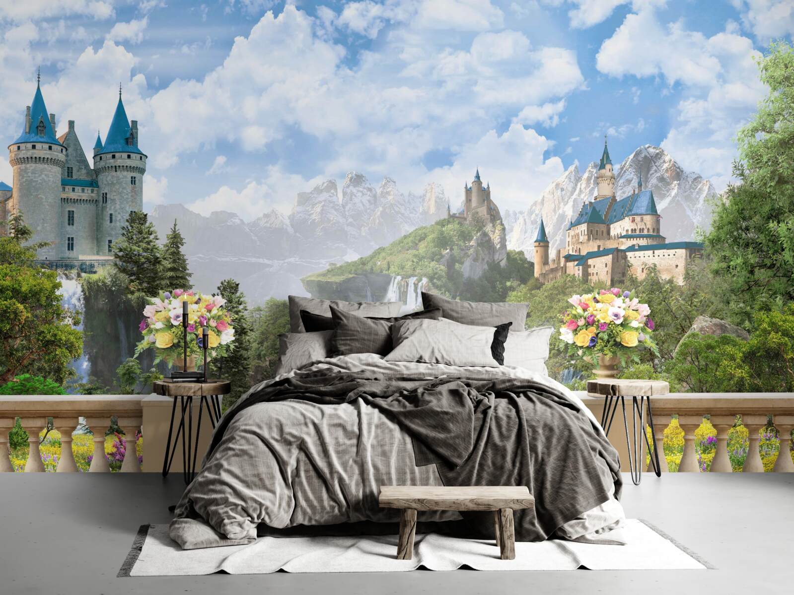 Papier peint châteaux et chutes d'eau