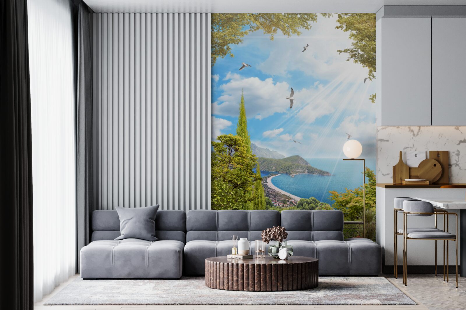 Papier peint vue sur les environs depuis le balcon