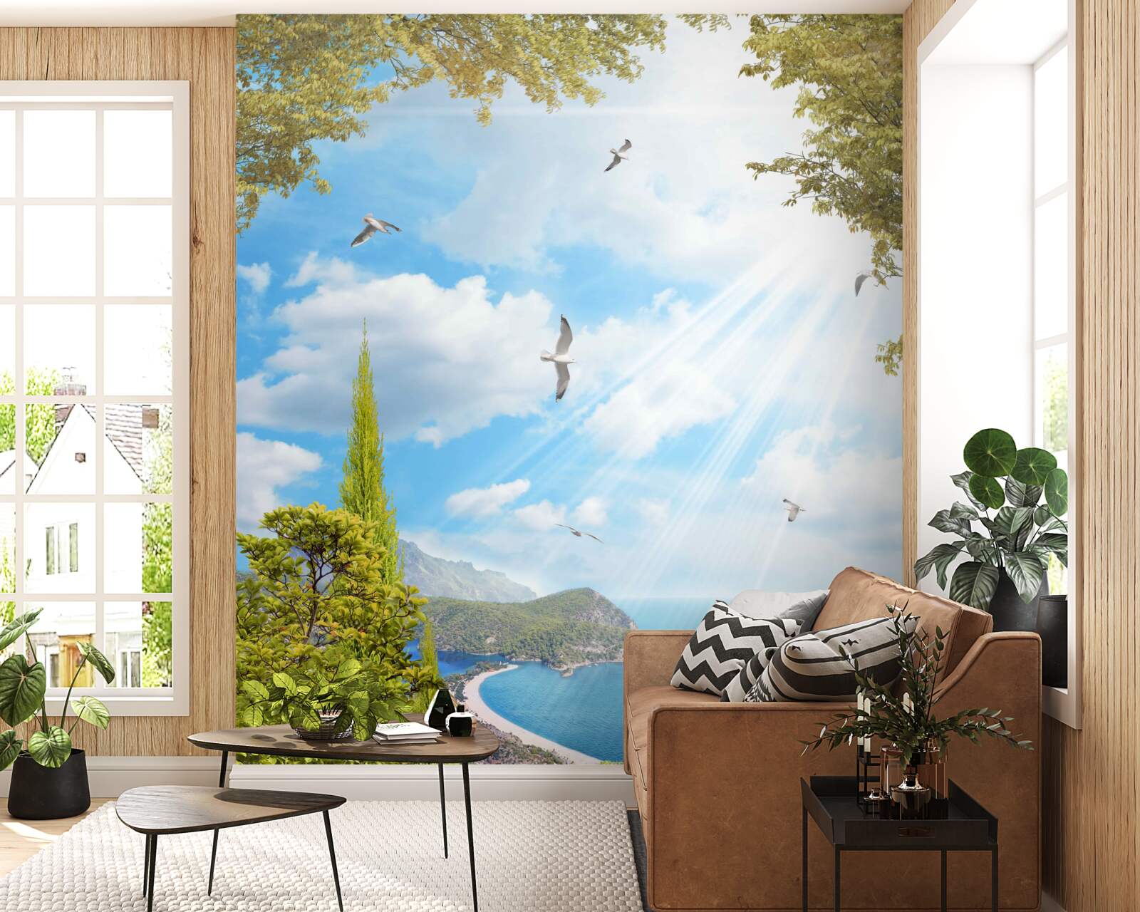 Papier peint vue sur les environs depuis le balcon