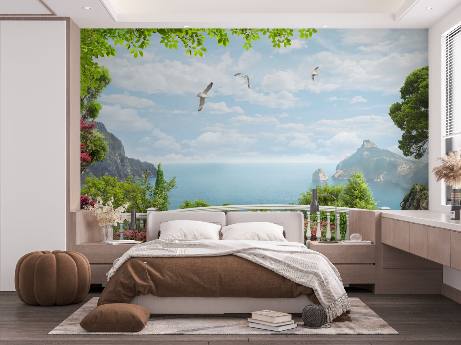 Papier peint vue panoramique sur la mer depuis la terrasse