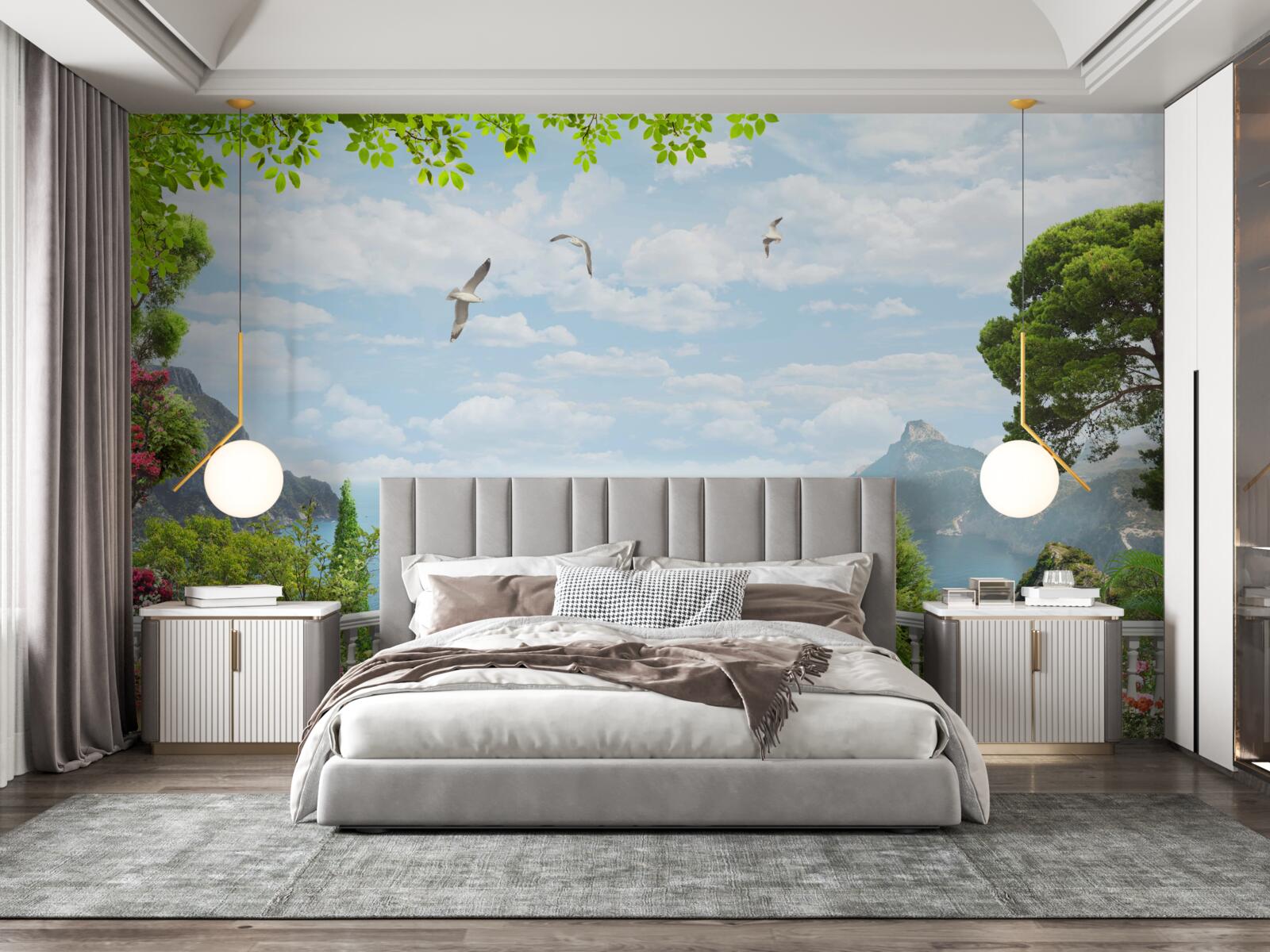 Papier peint vue panoramique sur la mer depuis la terrasse