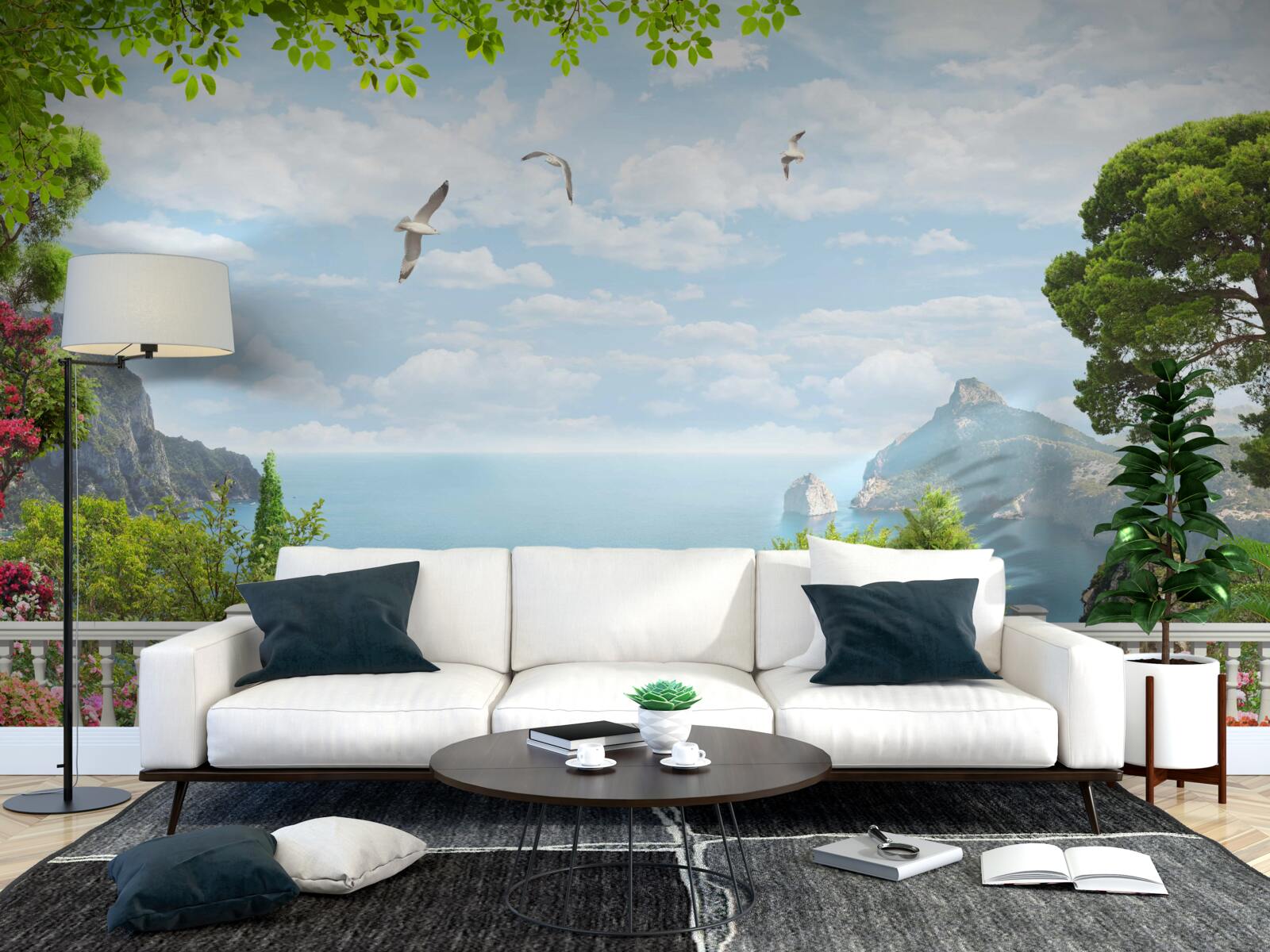 Papier peint vue panoramique sur la mer depuis la terrasse