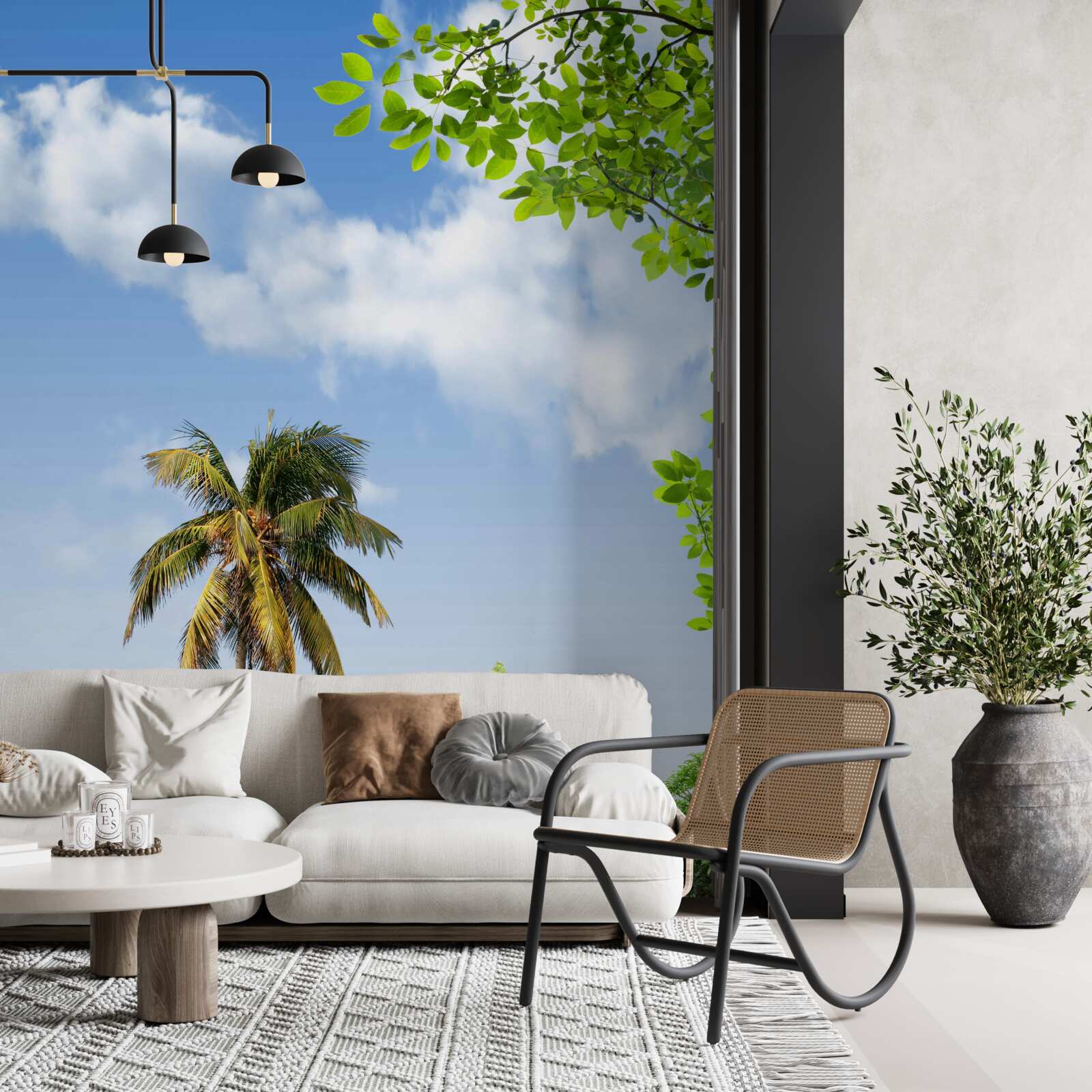 Papier peint paon près de l'escalier