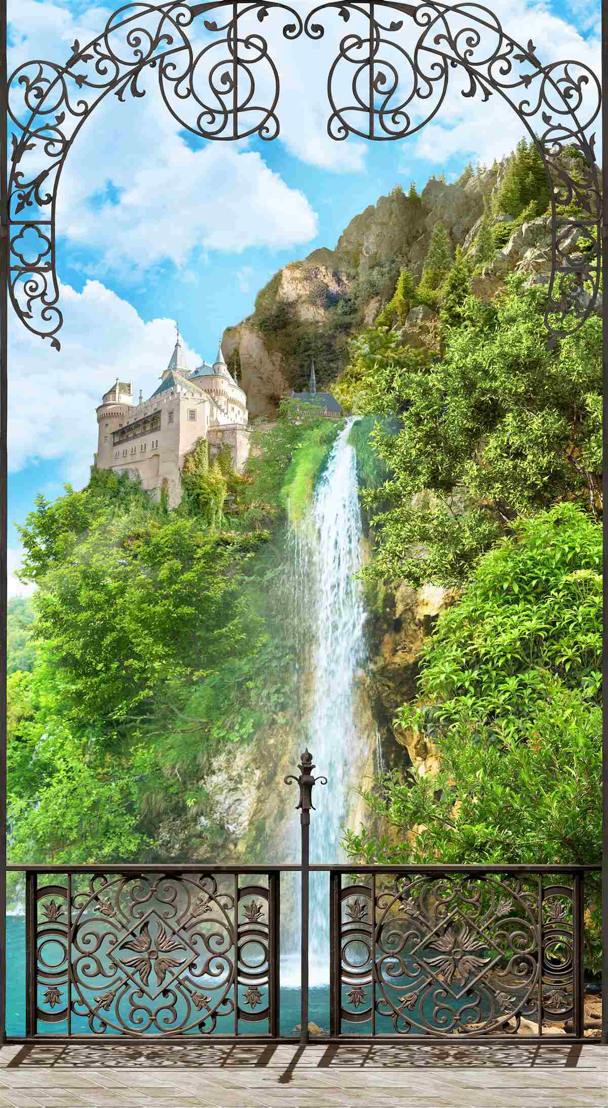 Papier peint une chute d'eau étroite qui s'écoule vers le bas