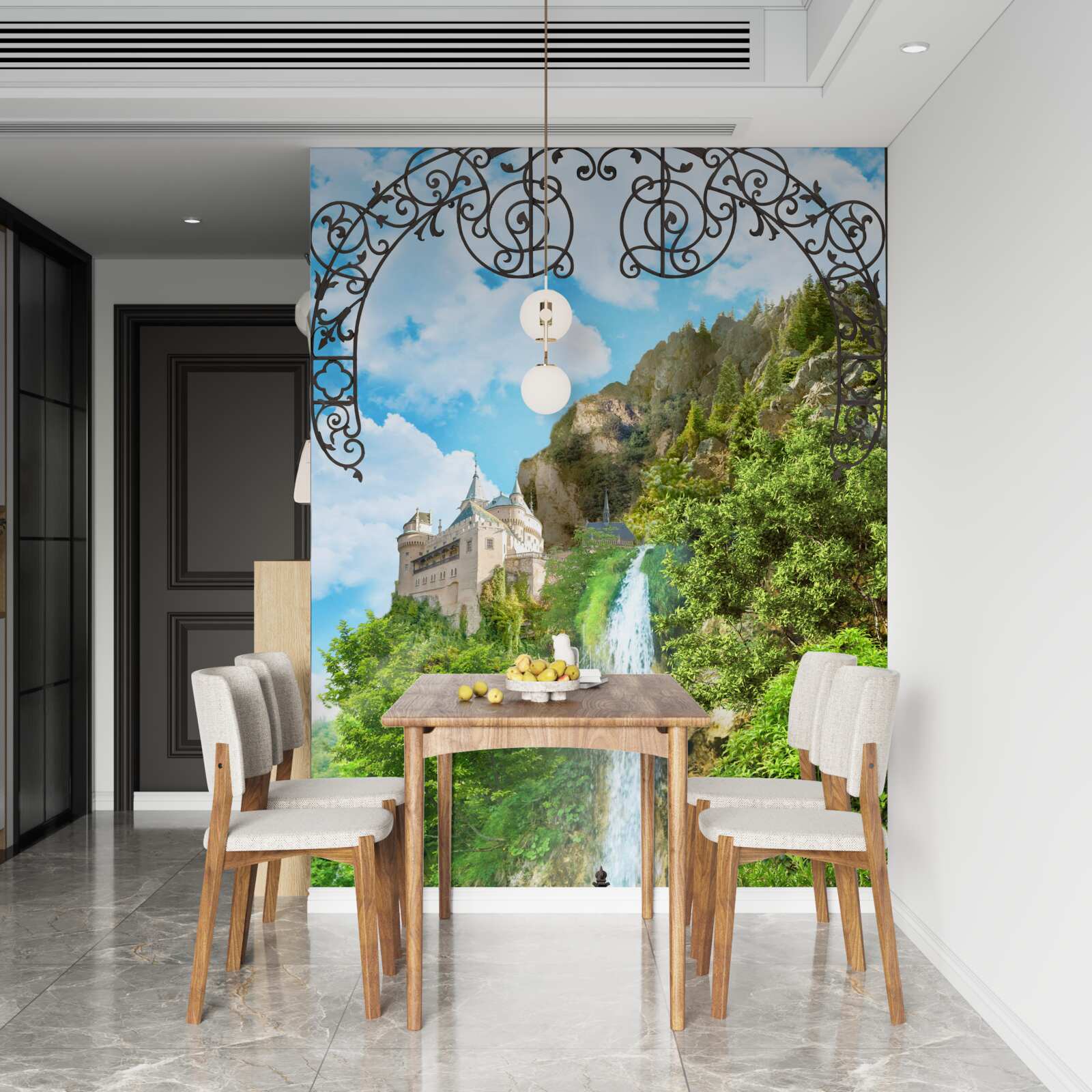 Papier peint une chute d'eau étroite qui s'écoule vers le bas