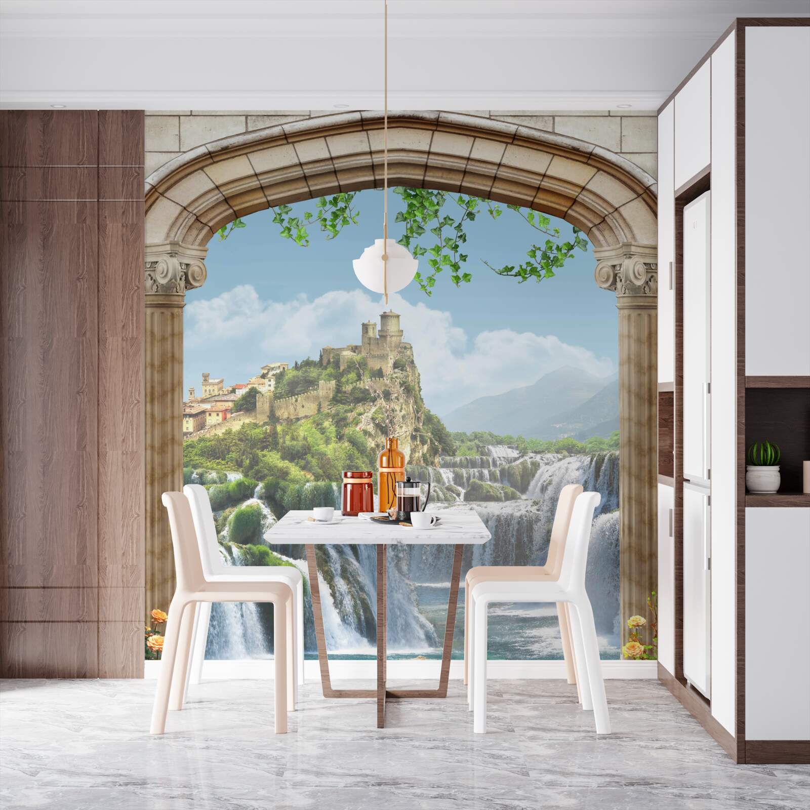 Papier peint vue sur les magnifiques chutes d'eau depuis l'arche