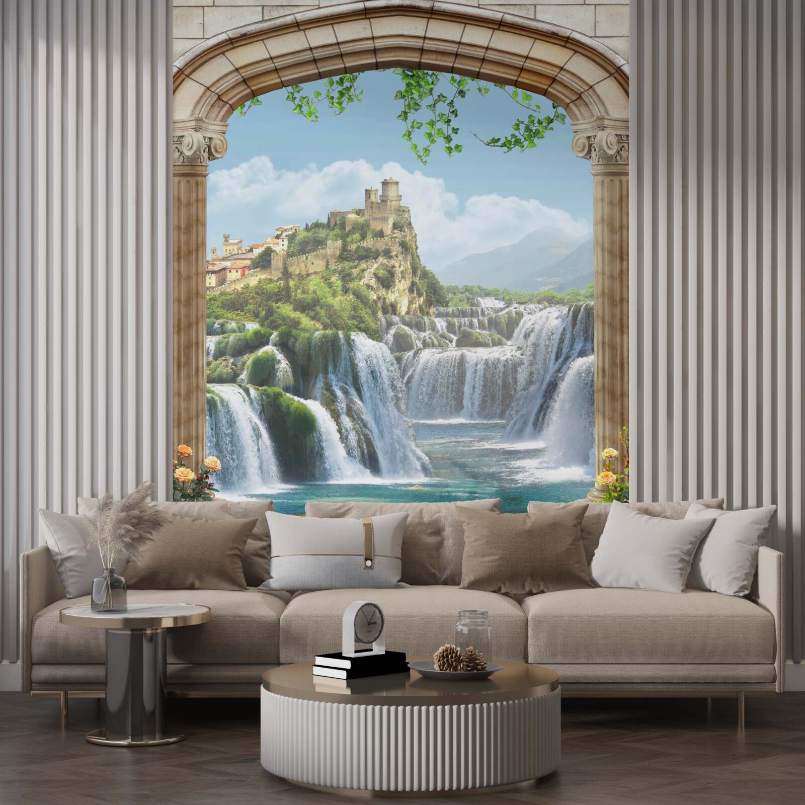 Papier peint vue sur les magnifiques chutes d'eau depuis l'arche