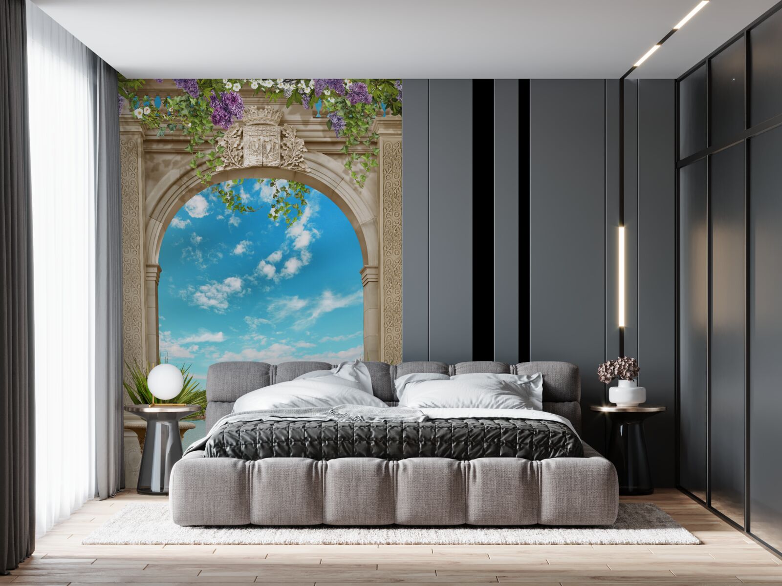 Papier peint panorama de la mer à travers l'arche