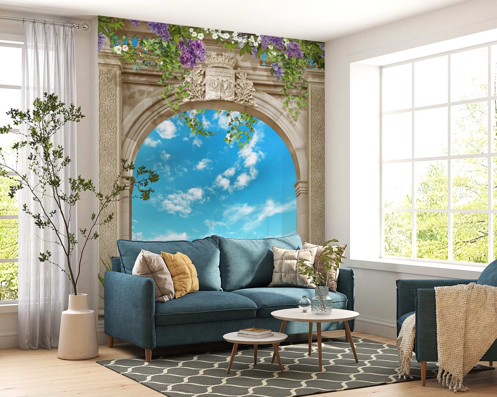 Papier peint panorama de la mer à travers l'arche