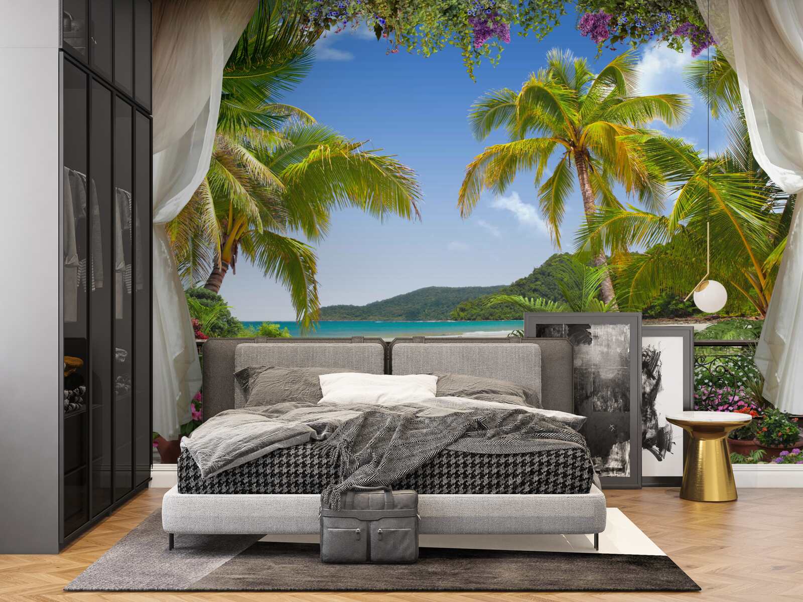 Papier peint paysage avec palmiers sur la plage