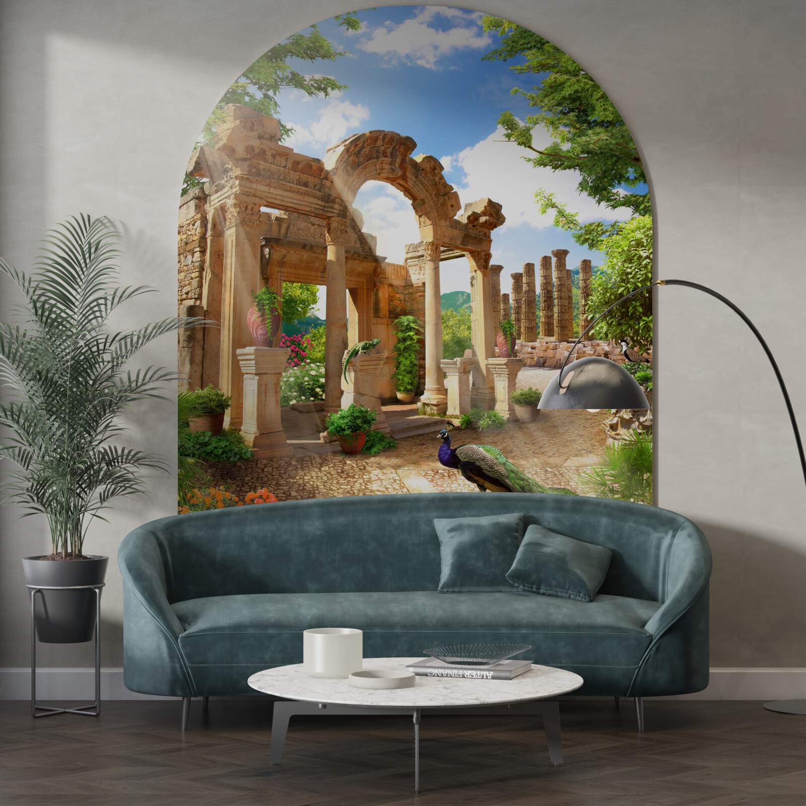 Papier peint structures arquées en pierre avec supports