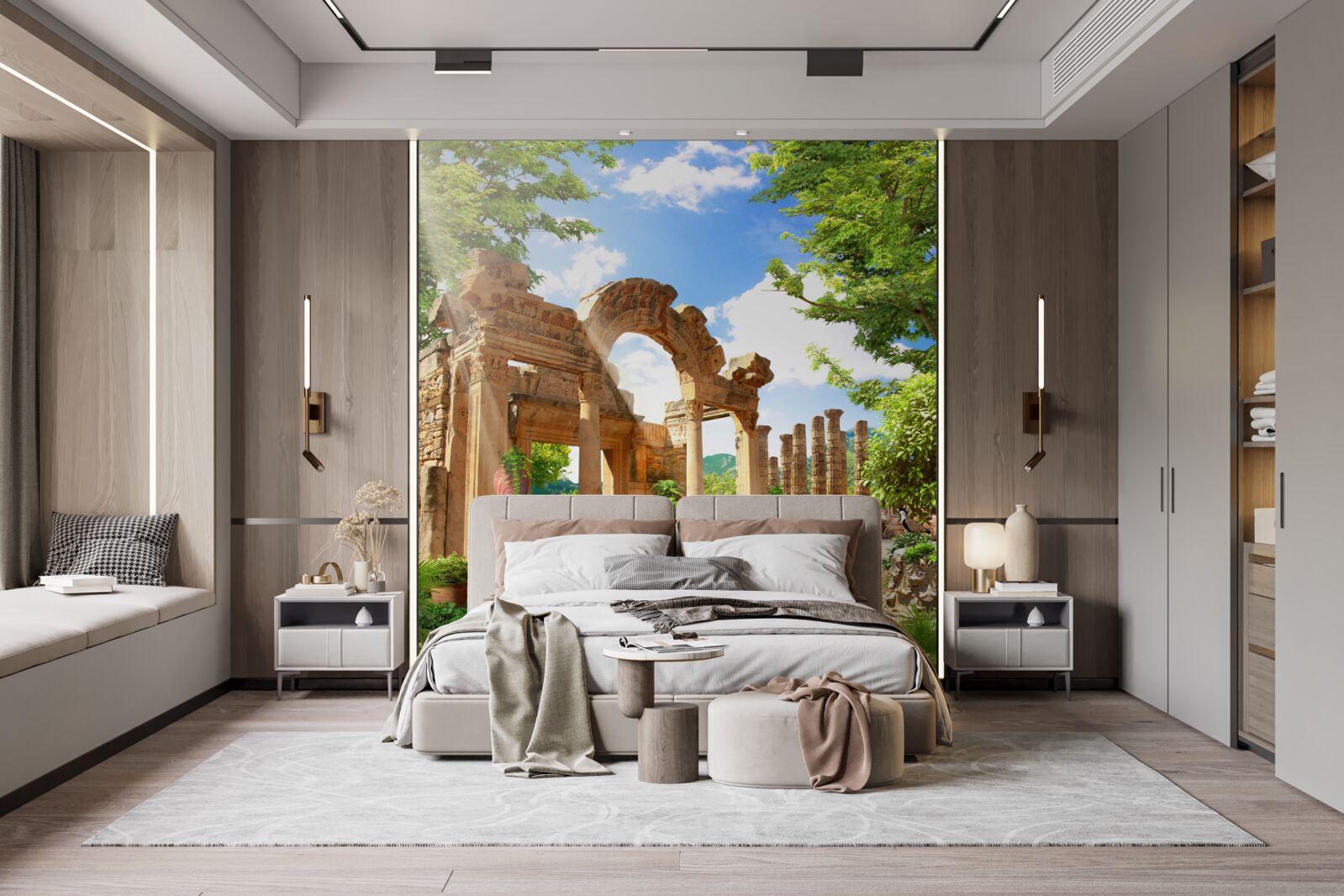 Papier peint structures arquées en pierre avec supports