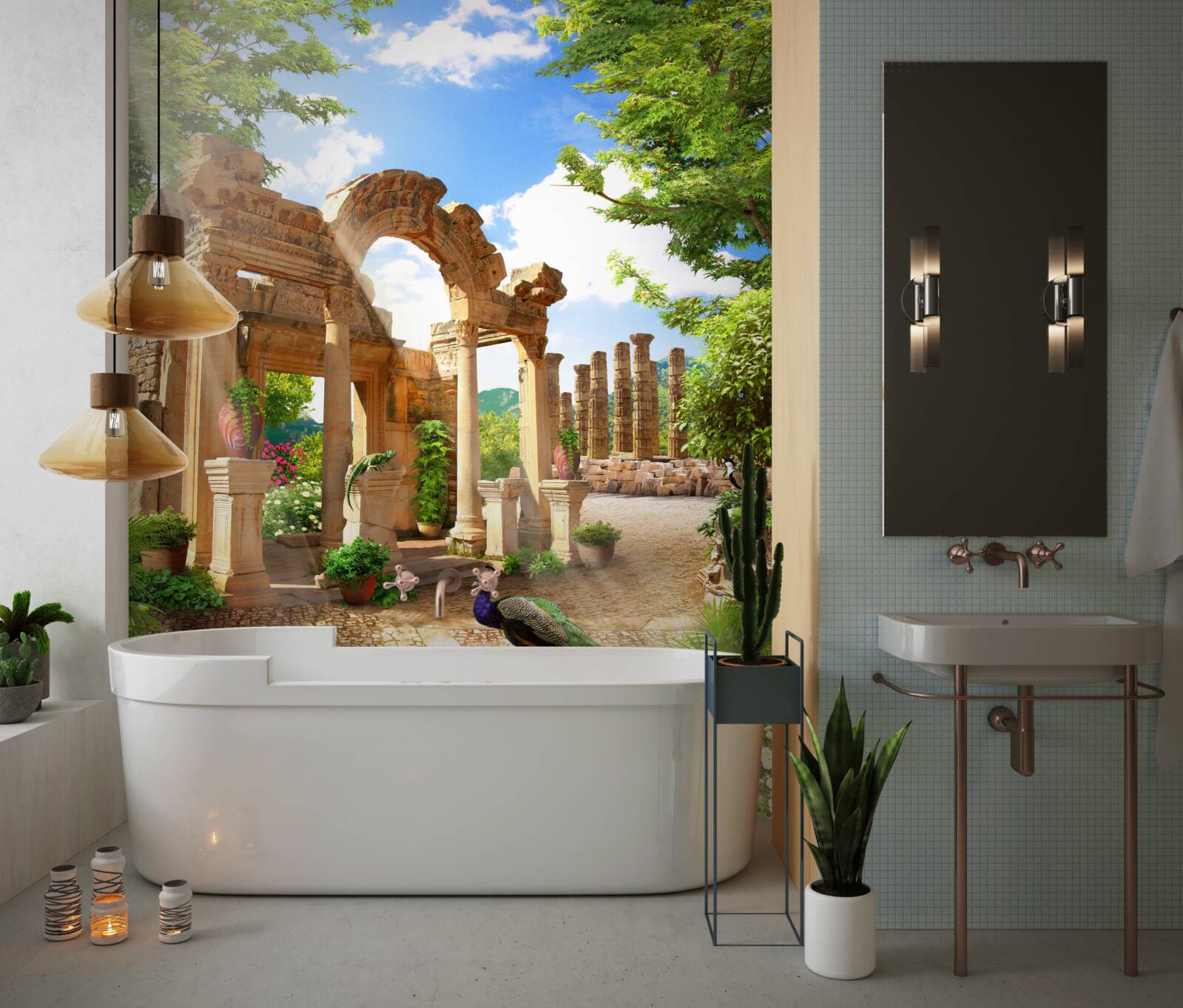 Papier peint structures arquées en pierre avec supports